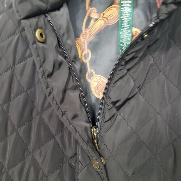 Lauren Ralph Lauren Quilted Field Jacket Equestrian Western Black Womens Size 1X - Picture 12 of 16